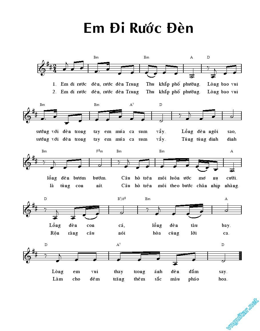 Sheet nhạc Em Đi Rước Đèn